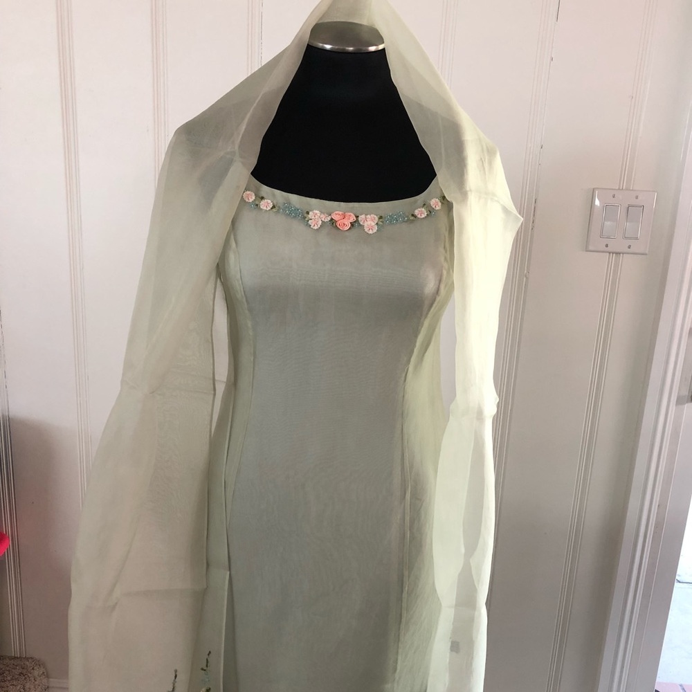 Ann Taylor silk spaghetti strap mint dress